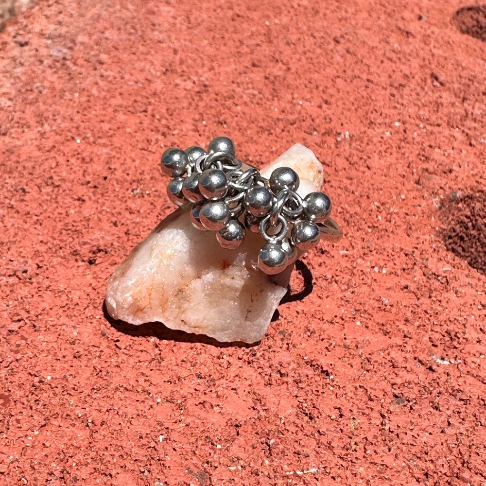 Vintage NF 925 Silver Tassel Ball Ring